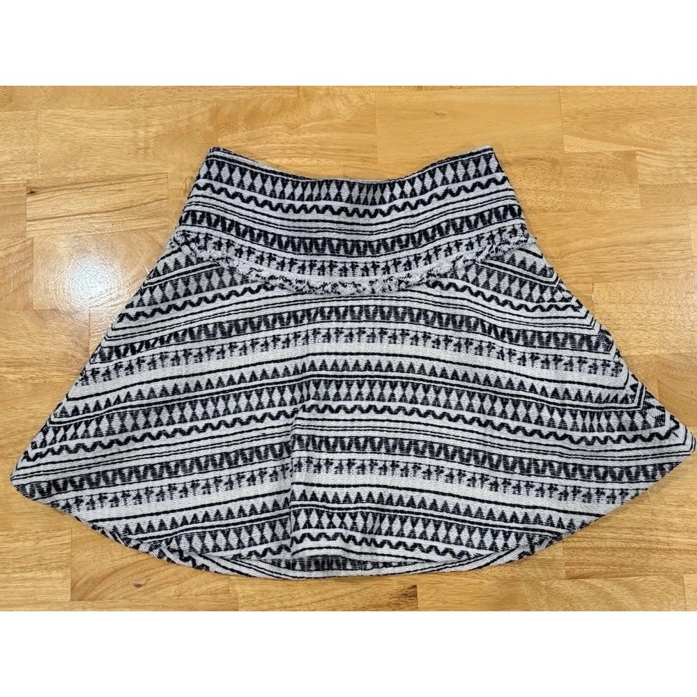 Banana Republic Sz. 0  Jacquard Tribal Geometric Midi Skirt Cream Black‎ 2016